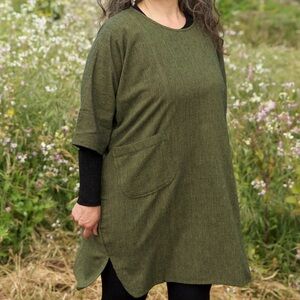 NWOT - ZigZag Asian Collection WIDE COTTON DRESS/Top WITH POCKETS